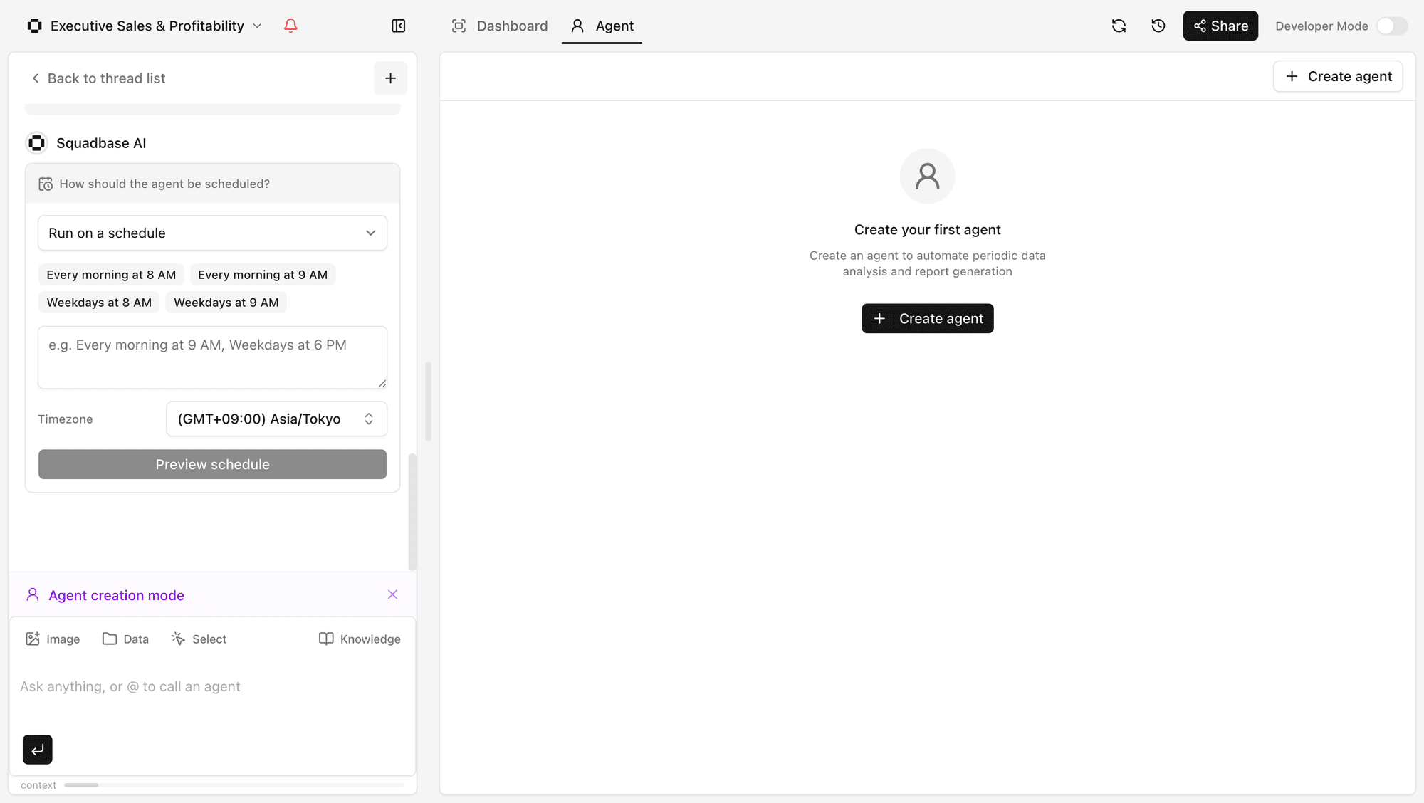 Schedule settings