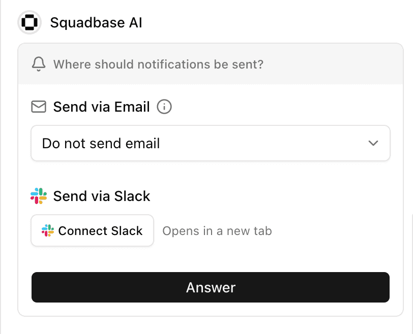 Slack notification settings showing the Connect Slack button