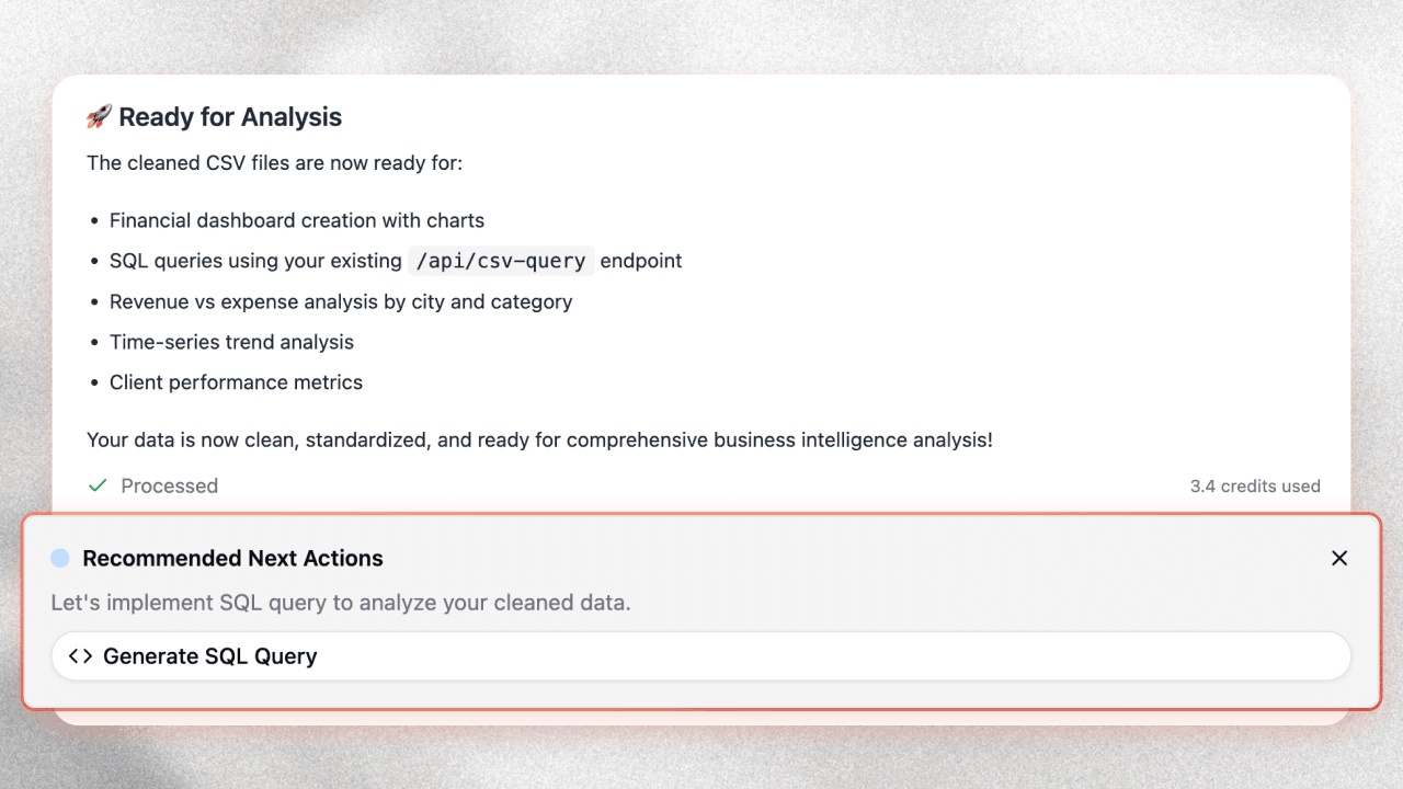Proactive Analysis Suggestions visualization
