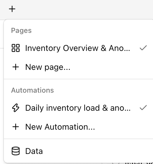 New Automation... in the + menu