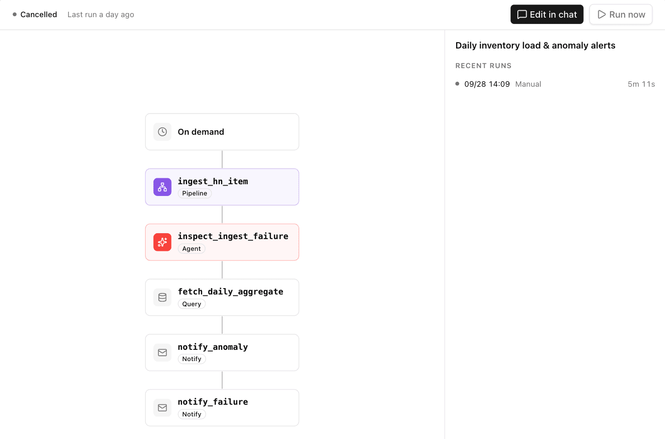 The Automation screen