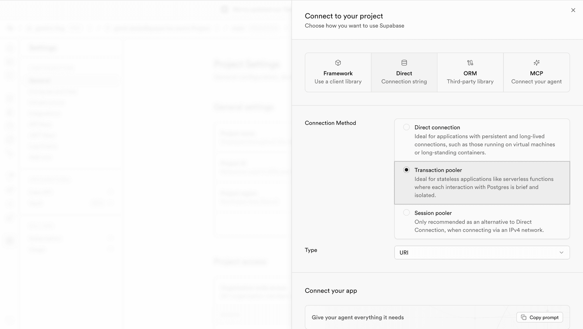 Supabase Connect - Transaction pooler