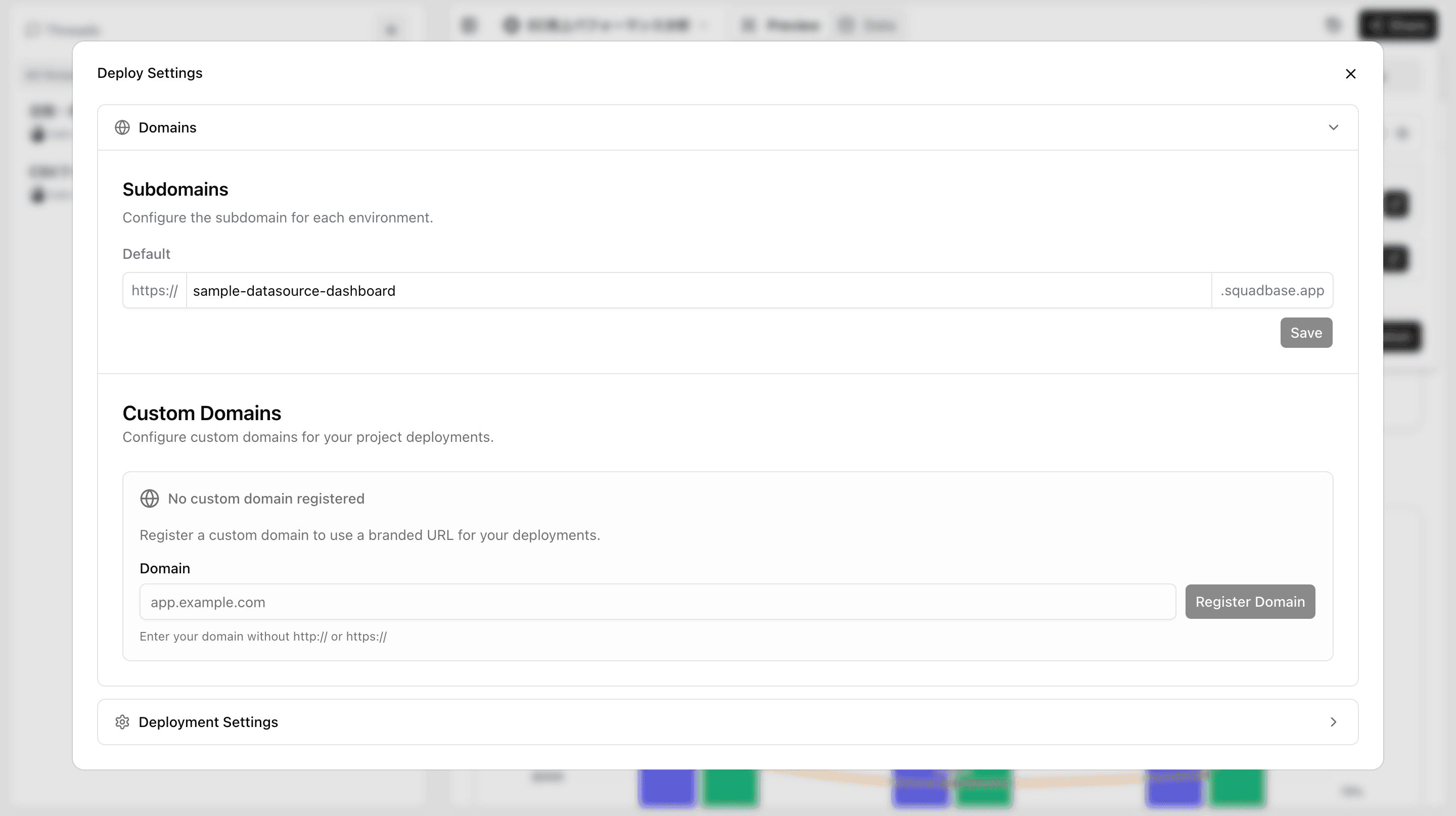 Custom domain settings