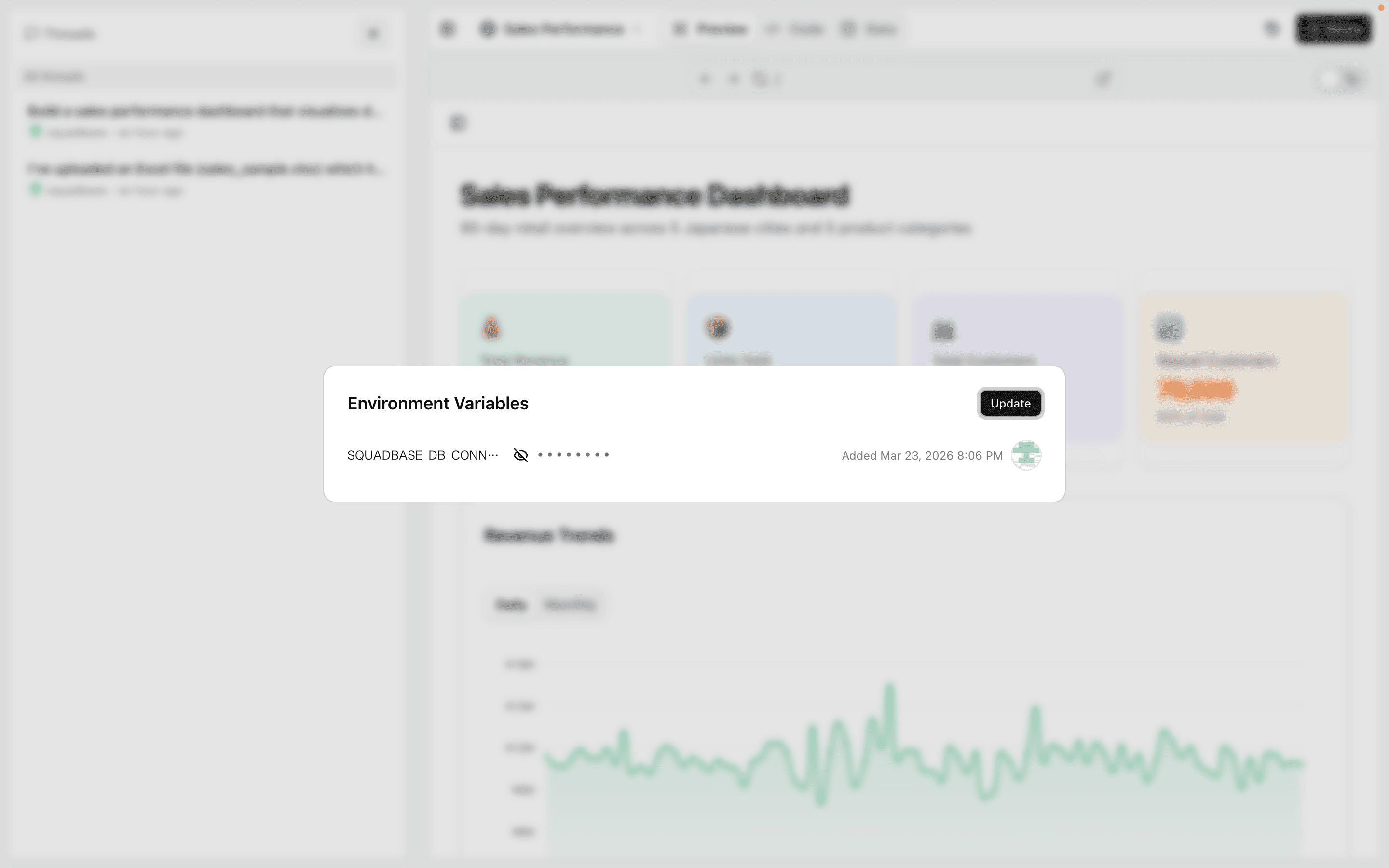 Environment selection screen