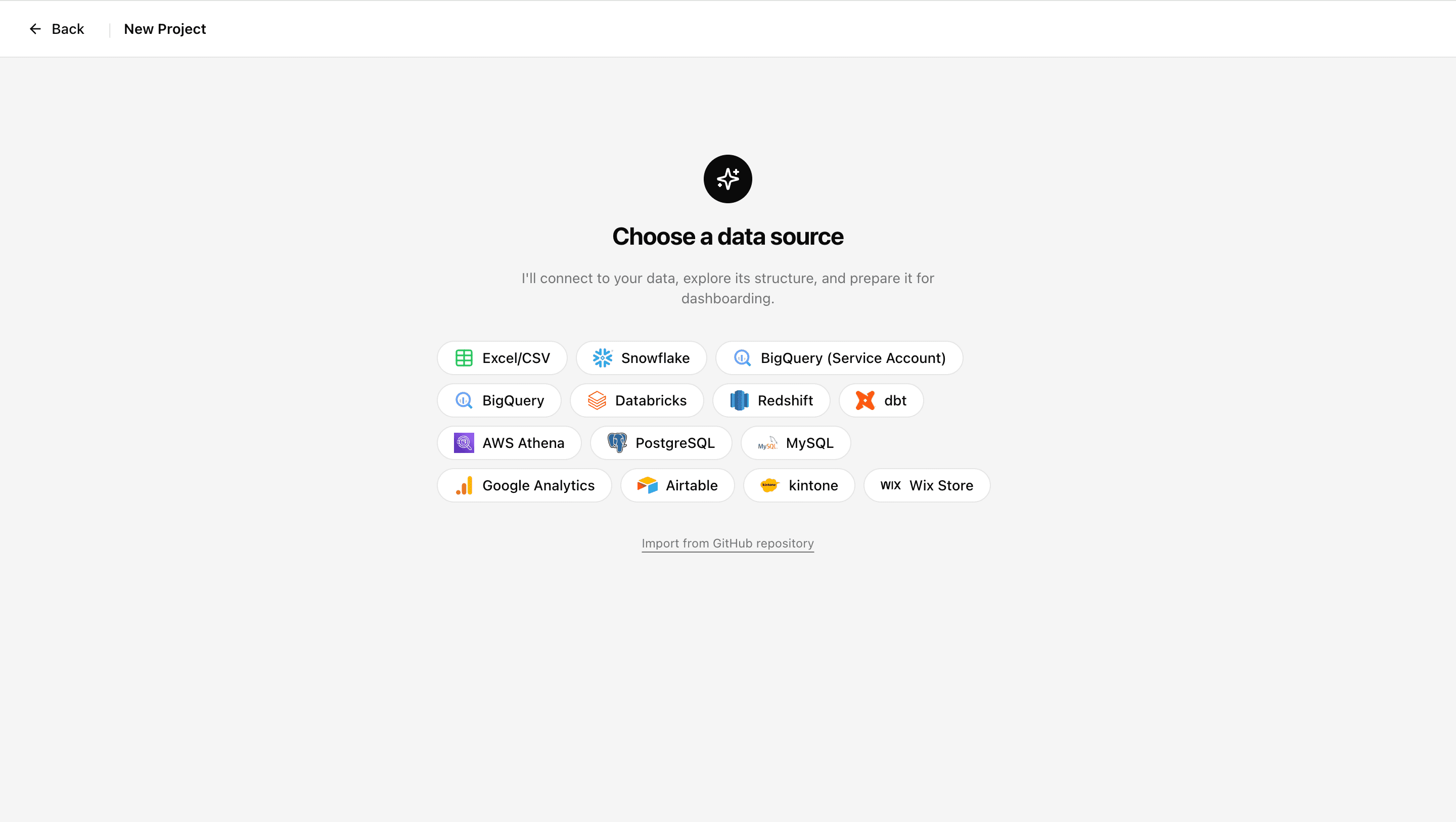 Connector selection screen