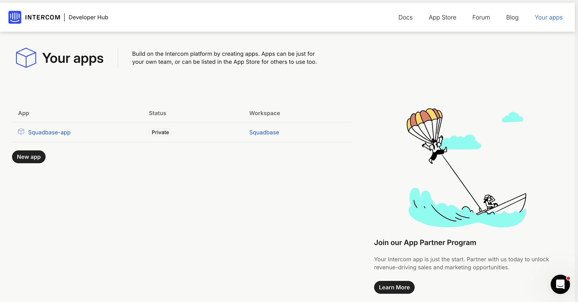 Intercom Developer Hub — Your apps