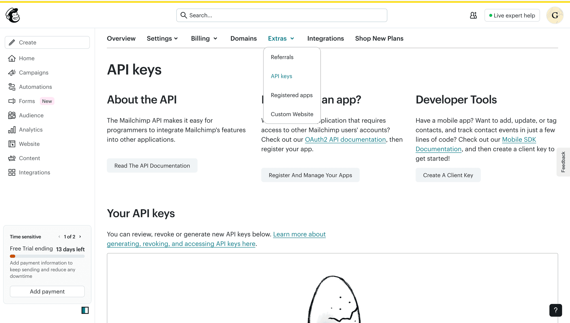 Mailchimp Extras — API keys