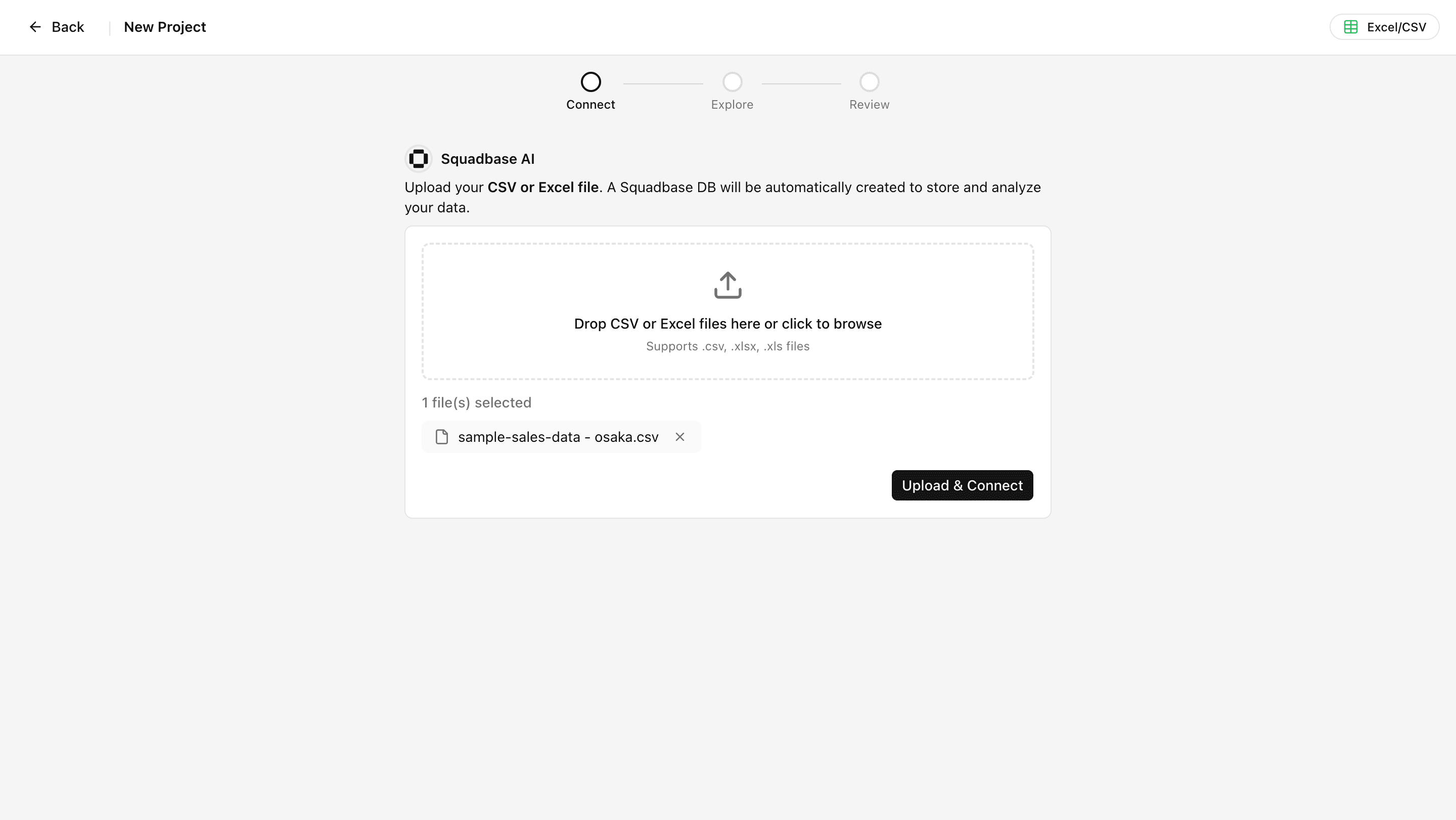 File upload screen