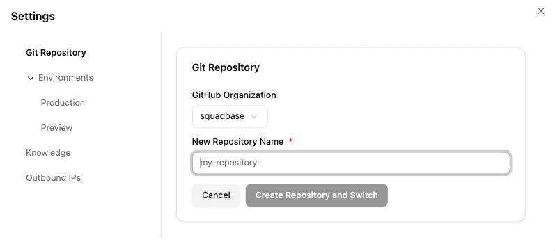 連携後のConnect to GitHub Repository