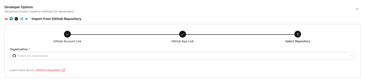 Developer Options for import settings