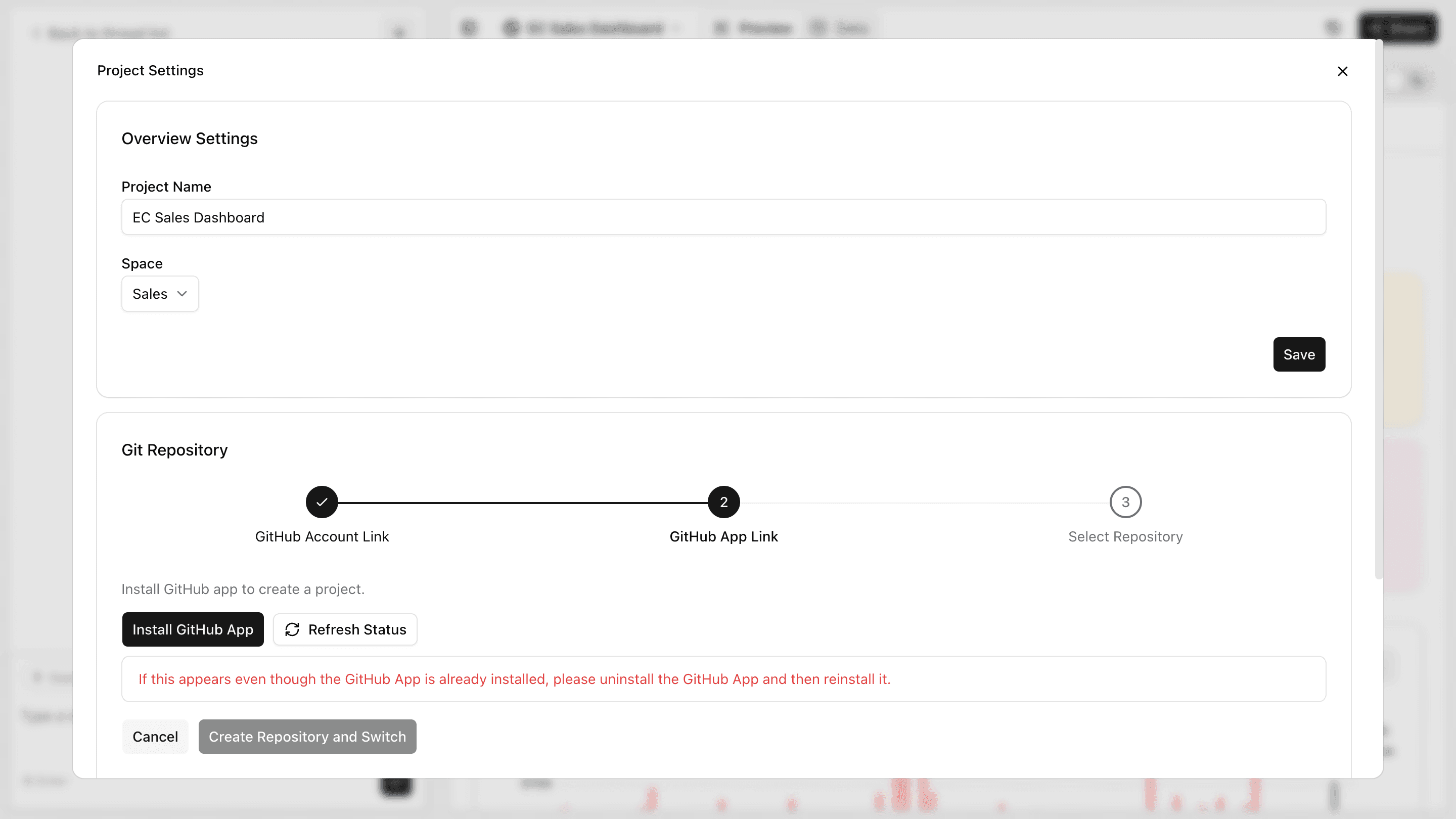 Install GitHub App button