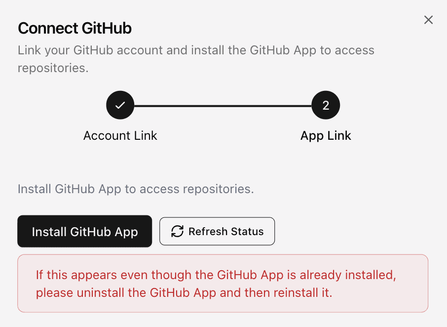 Install GitHub App button