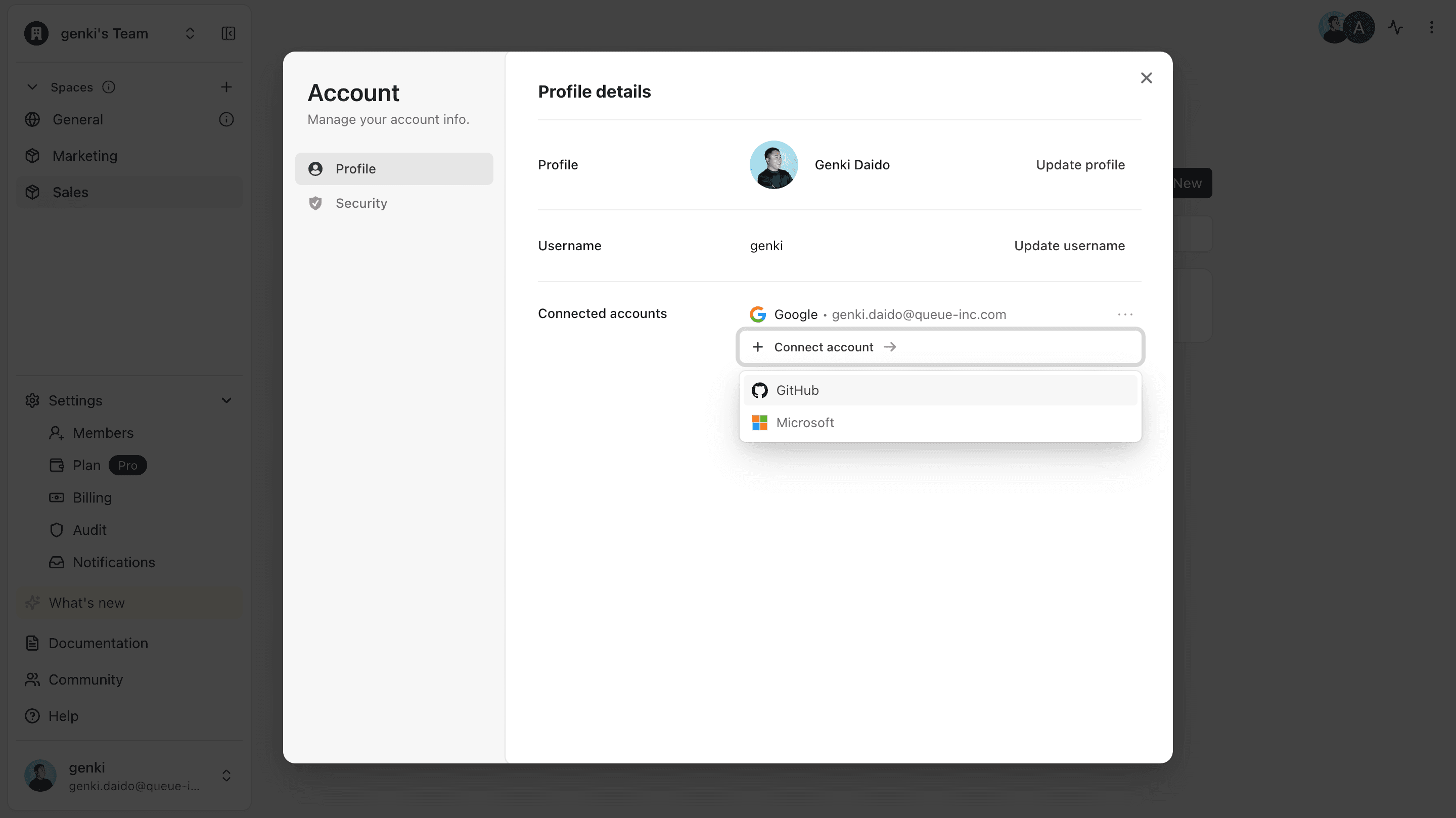 Link account screen