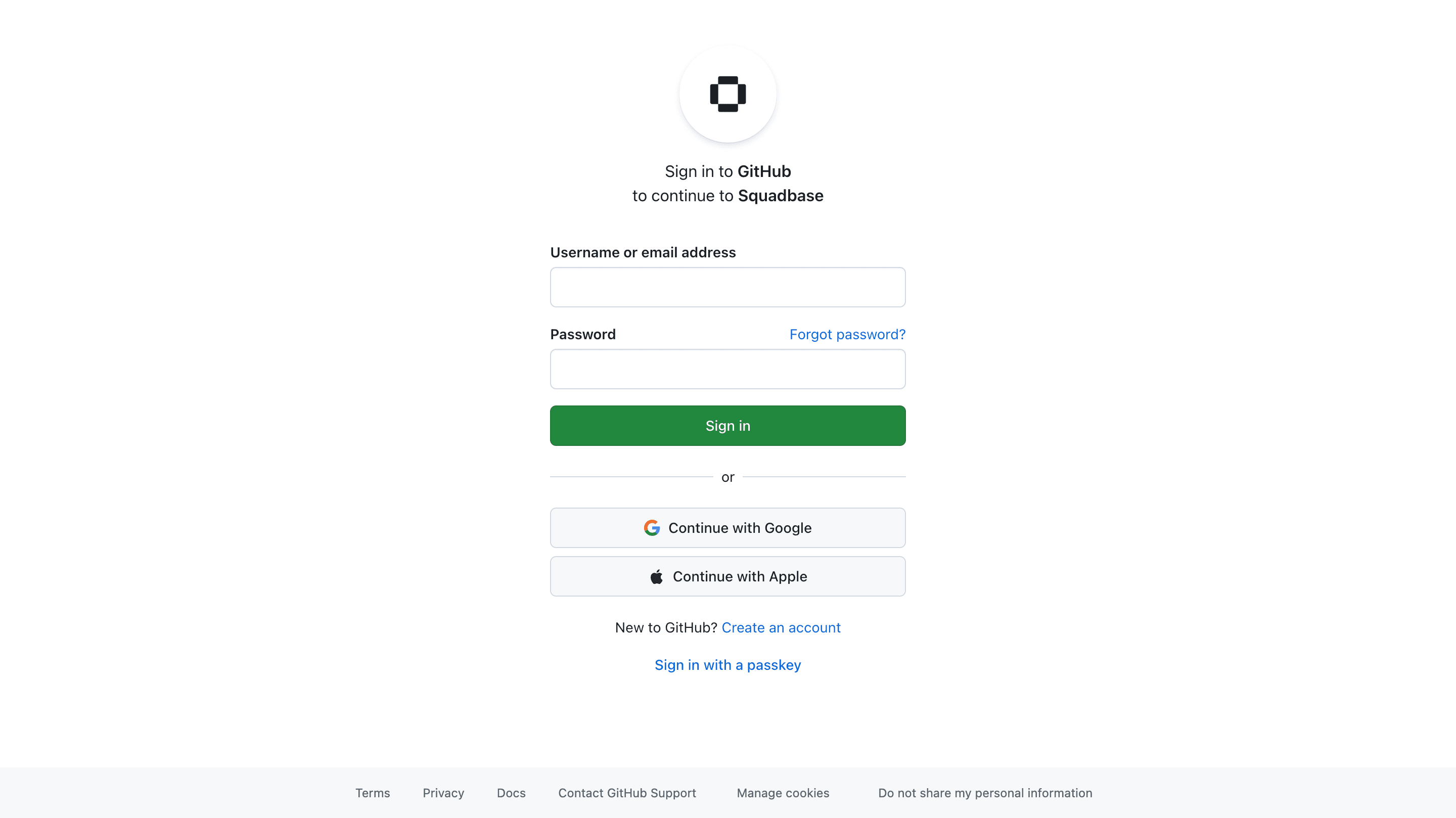 GitHubログイン画面