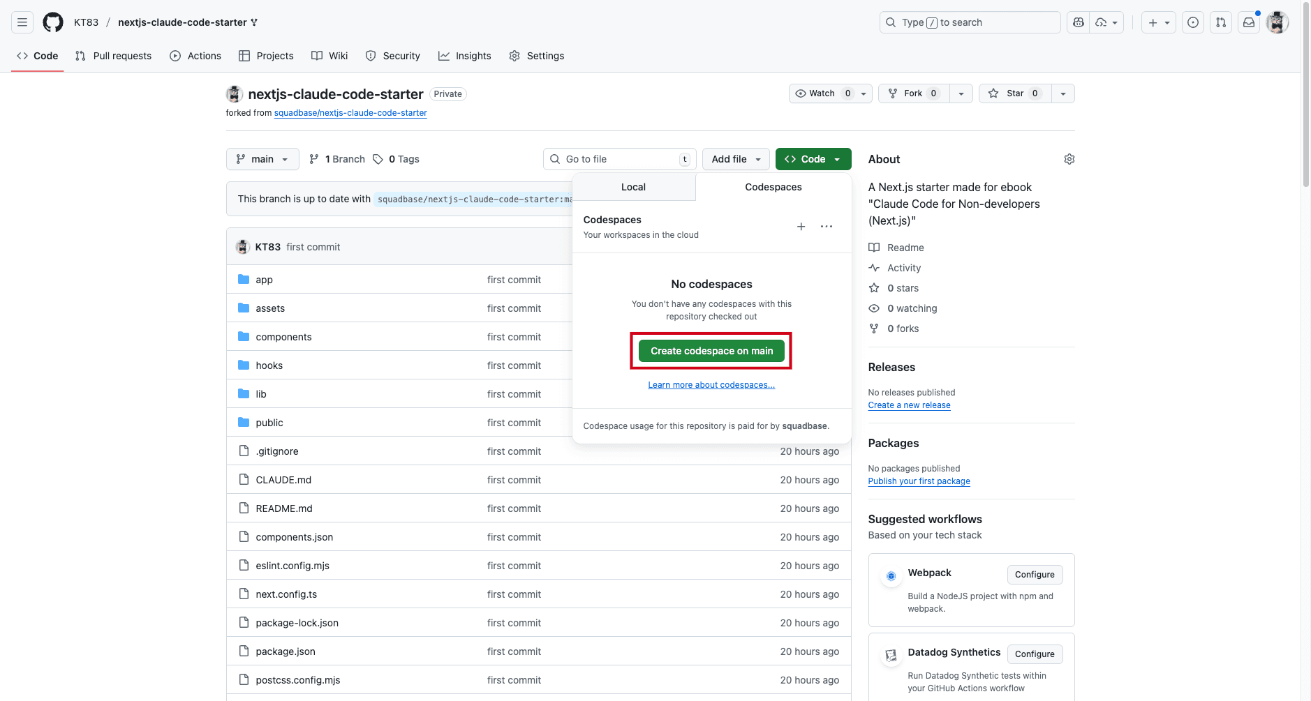 set up to codespaces