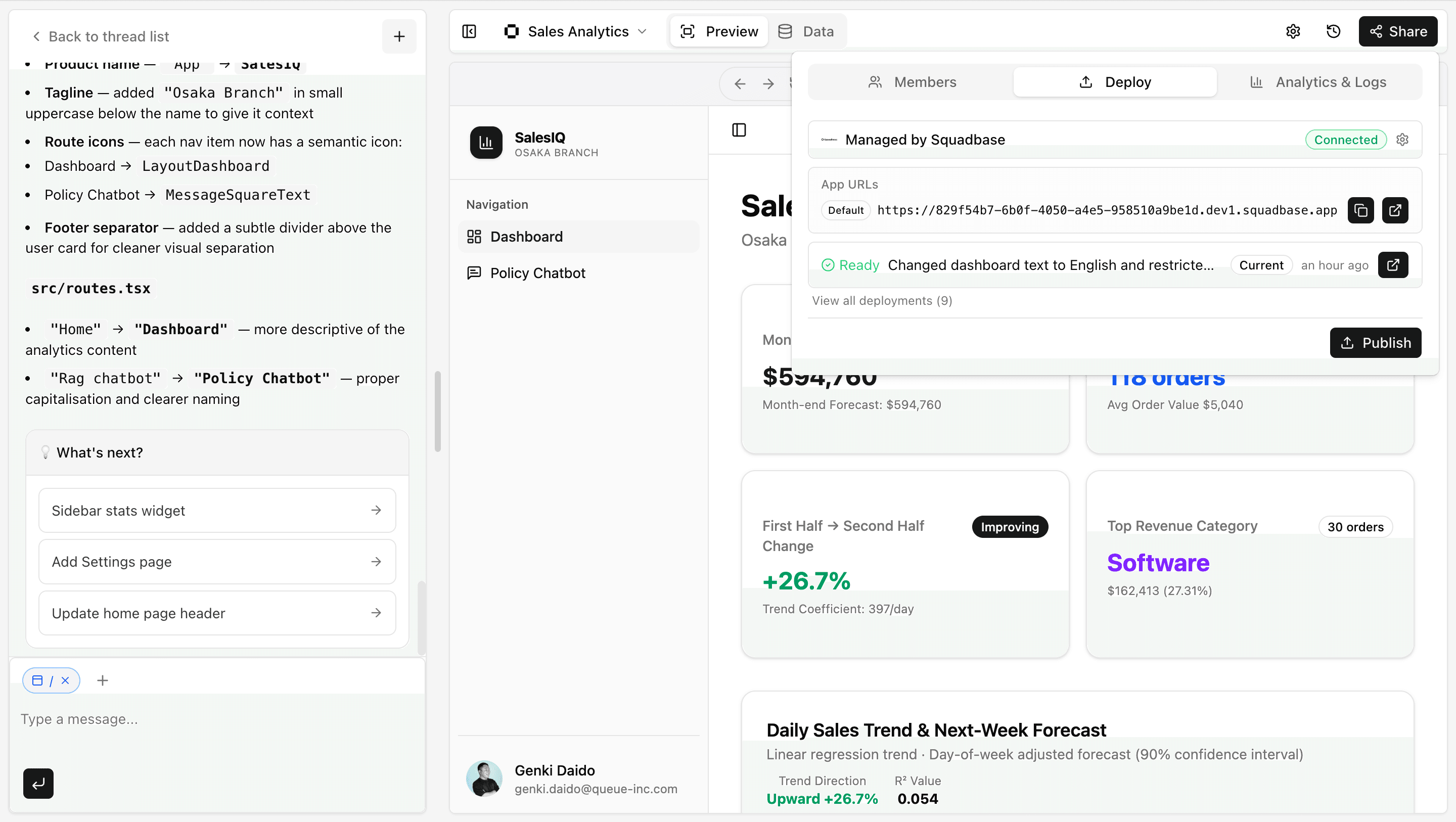 Publishing a dashboard